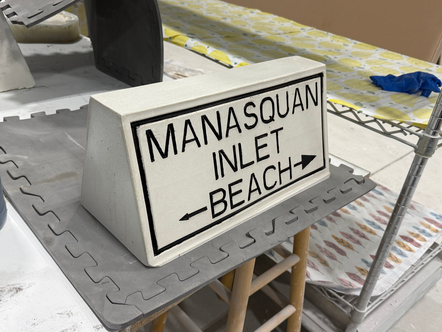 Manasquan Inlet Replica Landmark Sign - white (letters painted black)